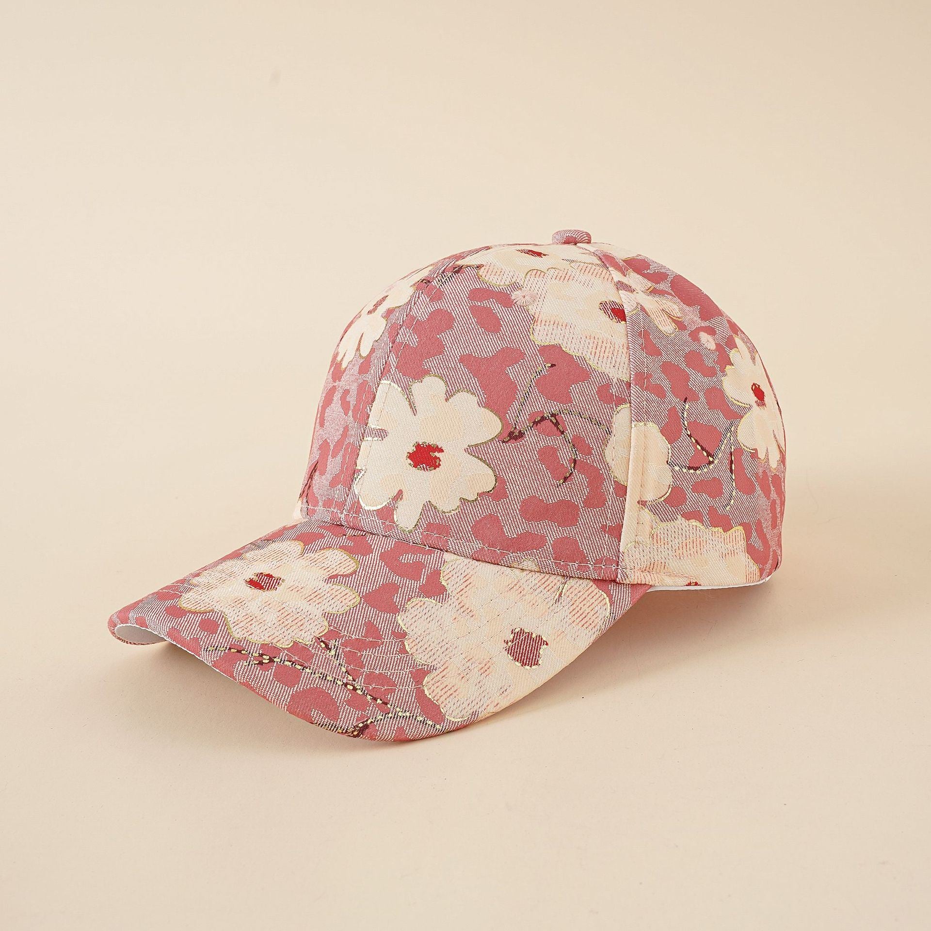 Hat women's new fashion summer and Korean version mixed color flower baseball cap fashion ladies travel sunshade peaked cap tide Doba Pink